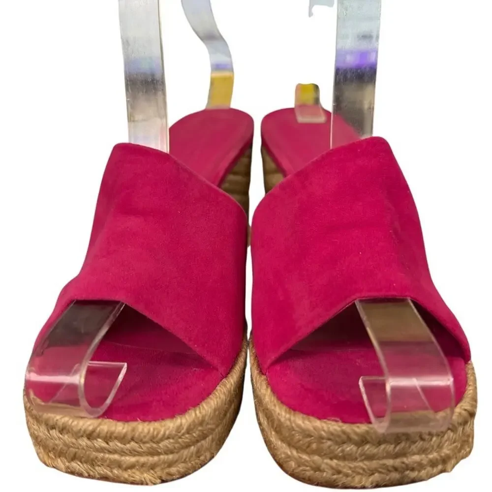 Mercedes Castillo Rocio All Leather Espadrille High Heel Sandals Pink Shoes sz 6
